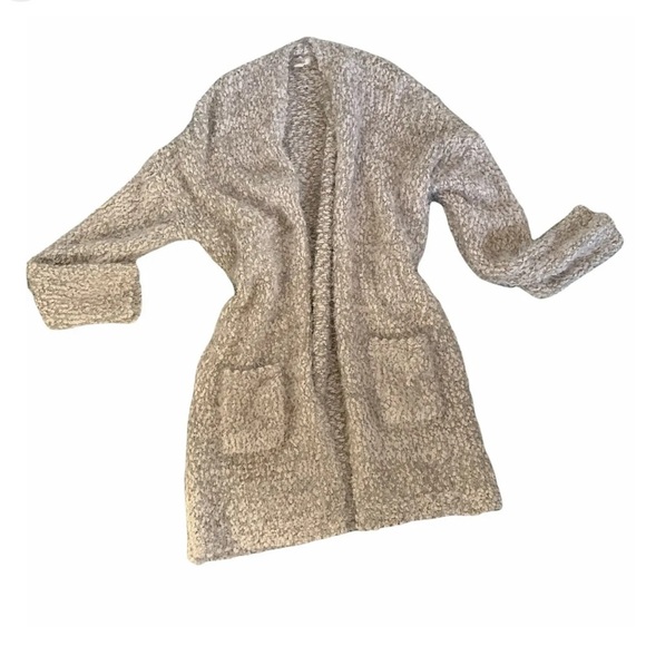 Debut Knit Grandma Sweater Open Front Cardigan Eyelash Chunky Pockets Size L - Picture 4 of 10